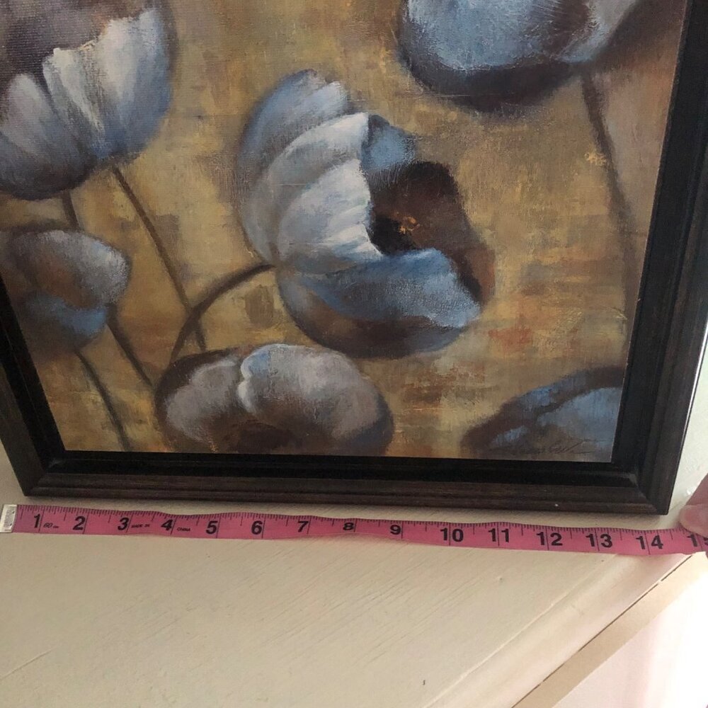 Flowers In Dusk by Silvia Vassileva Framed Art 14"X14" Blue Flowers - Picture 5 of 6